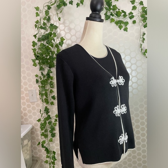 EVIE petite cardigan sweater black embroidered and tank top SIZE PS - Picture 8 of 17